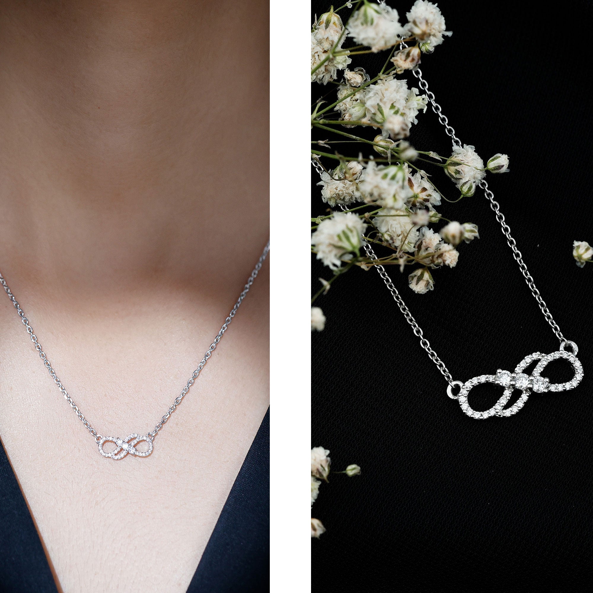 Certified Lab Grown Diamond Double Infinity Symbol Necklace
