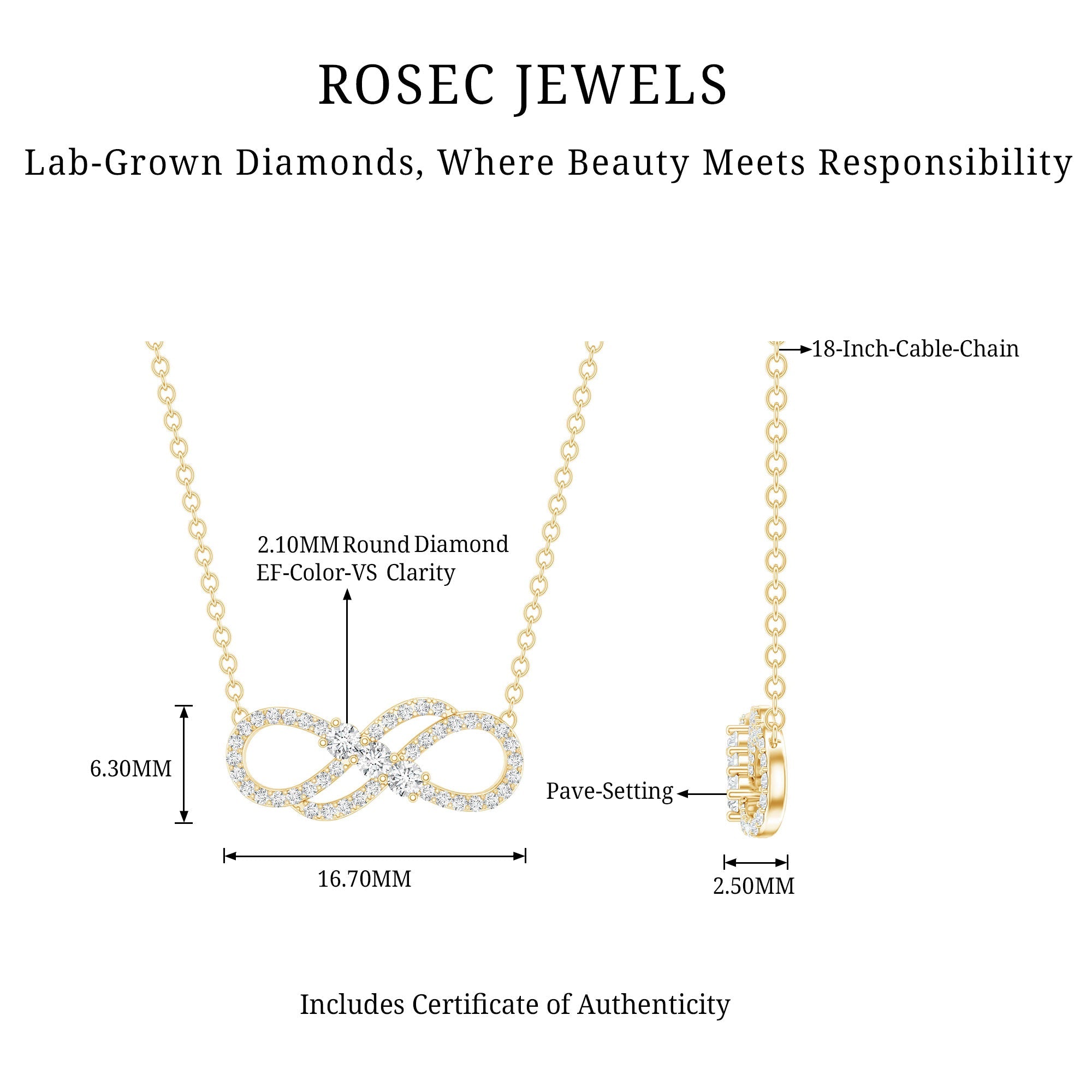 Certified Lab Grown Diamond Double Infinity Symbol Necklace