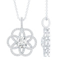 Lab 6 MM Round Diamond Flower Bridal Necklace