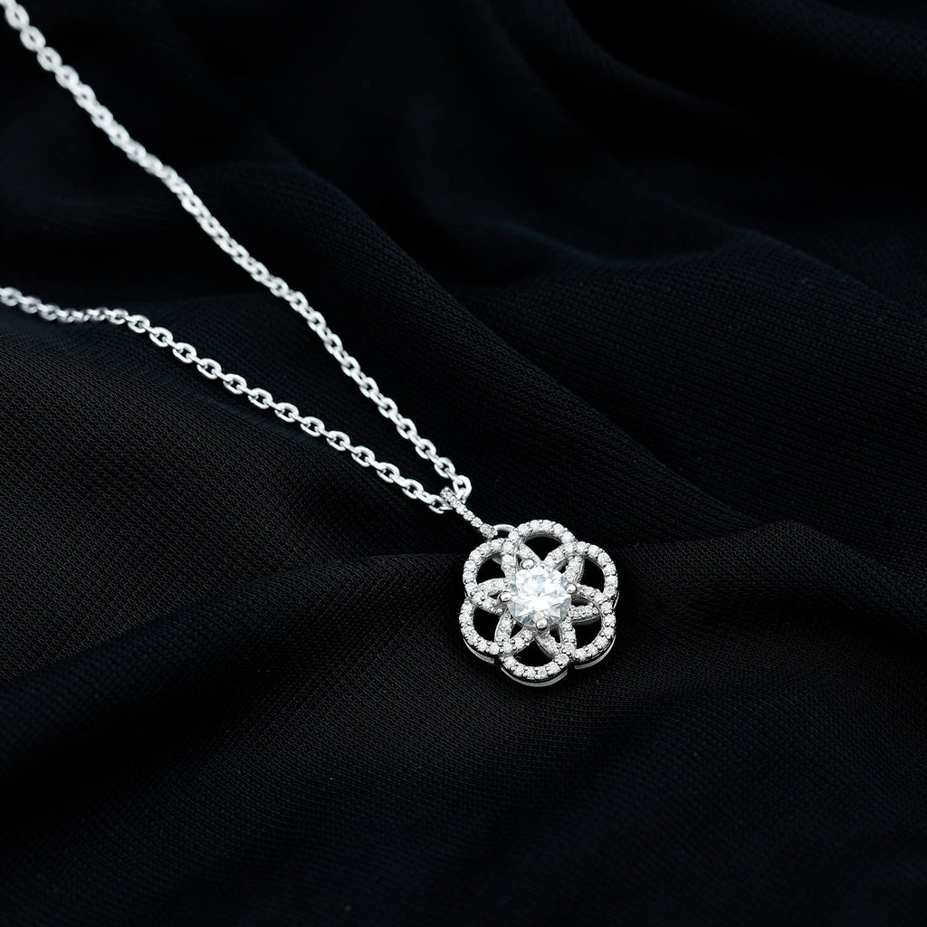 Lab 6 MM Round Diamond Flower Bridal Necklace