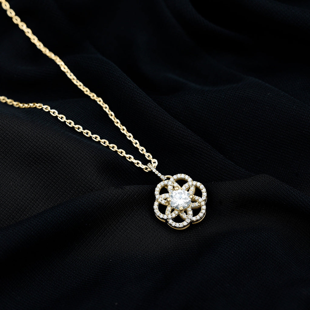 Lab 6 MM Round Diamond Flower Bridal Necklace