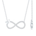 Lab Pave Set Diamond Sideways Infinity Butterfly Necklace