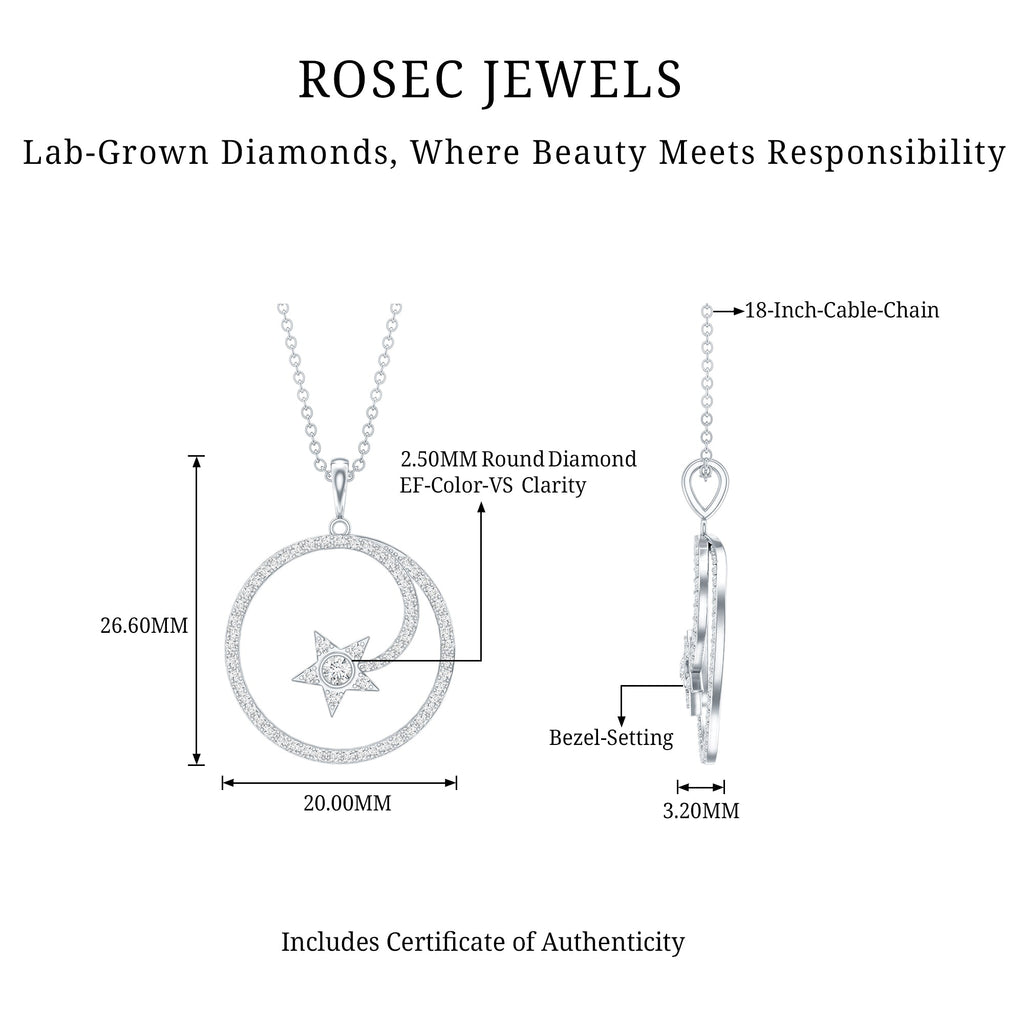 Certified Lab Grown Diamond Open Circle Necklace With Star