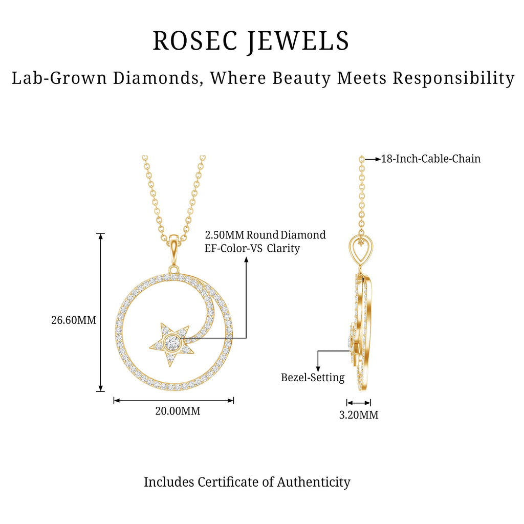 Certified Lab Grown Diamond Open Circle Necklace With Star