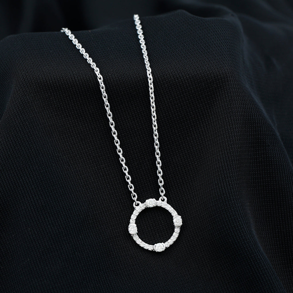 Certified Lab Grown Diamond Half Bezel Set Open Circle Necklace
