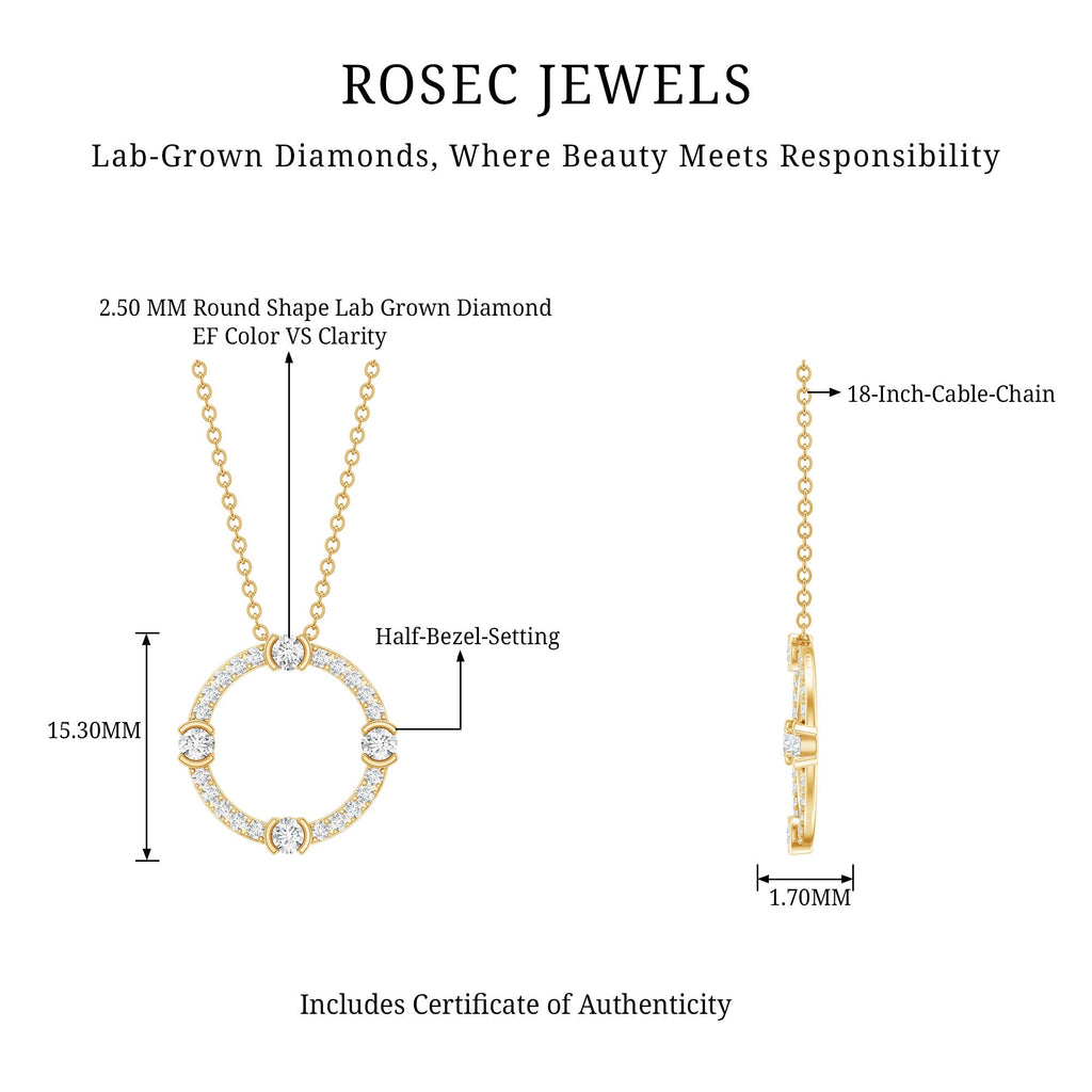 Certified Lab Grown Diamond Half Bezel Set Open Circle Necklace