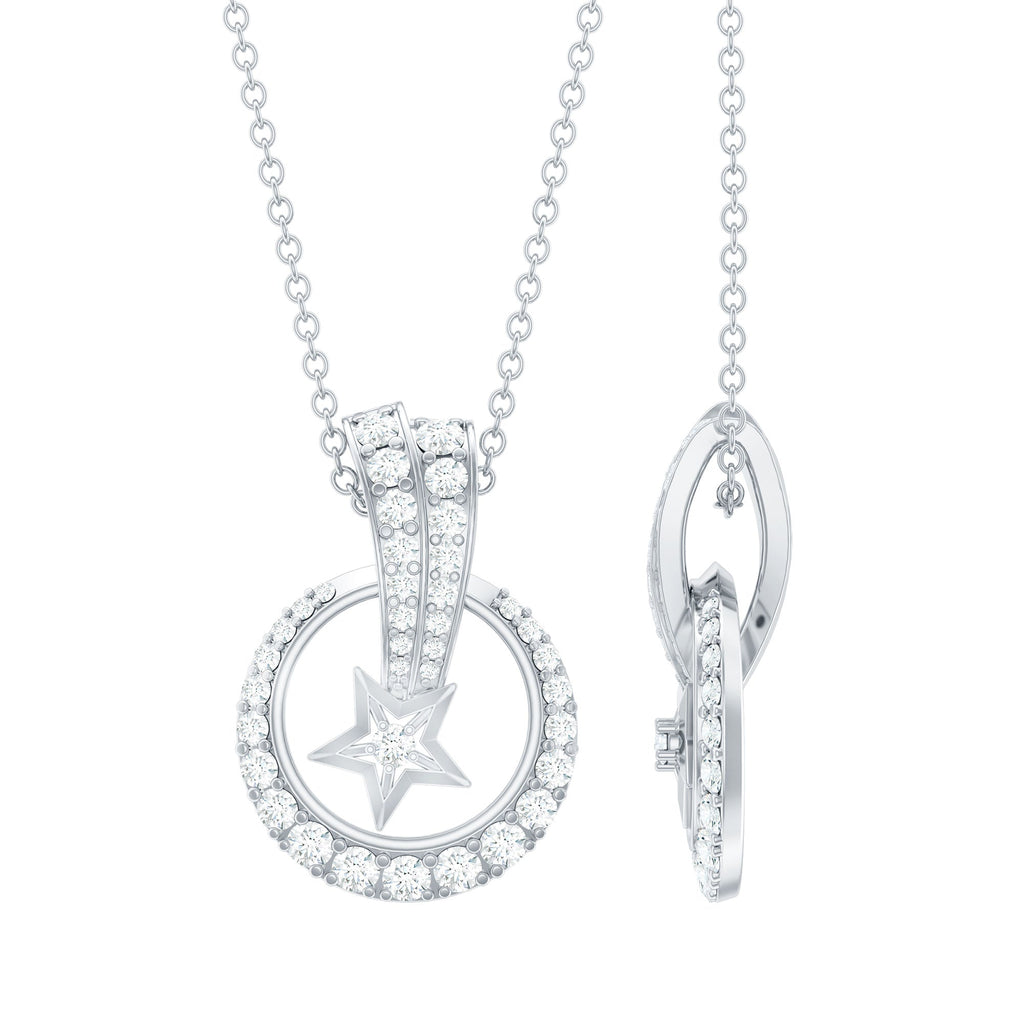 Lab Grown Diamond Star Circle Necklace With Decorated Bail