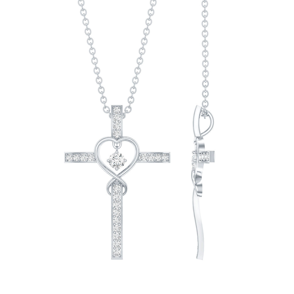Certified Lab Grown Diamond Cross Heart Necklace