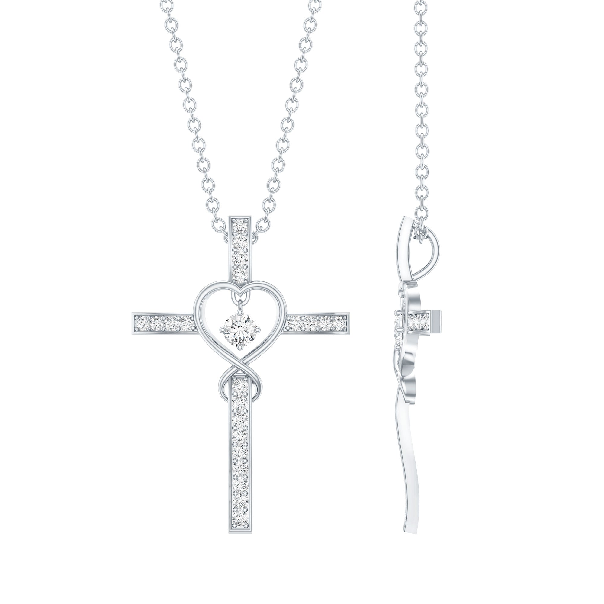 Certified Lab Grown Diamond Cross Heart Necklace