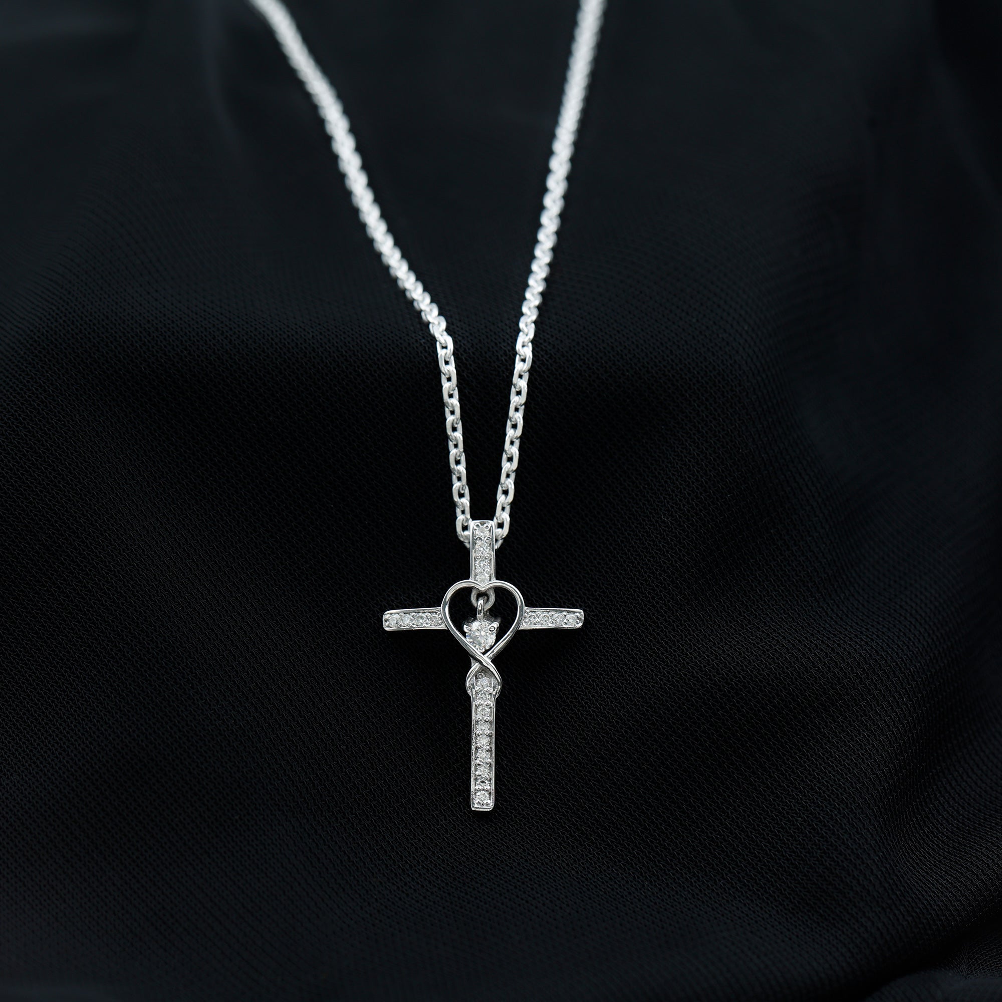 Certified Lab Grown Diamond Cross Heart Necklace