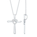Certified Lab Grown Diamond Catholic Cross Heart Necklace