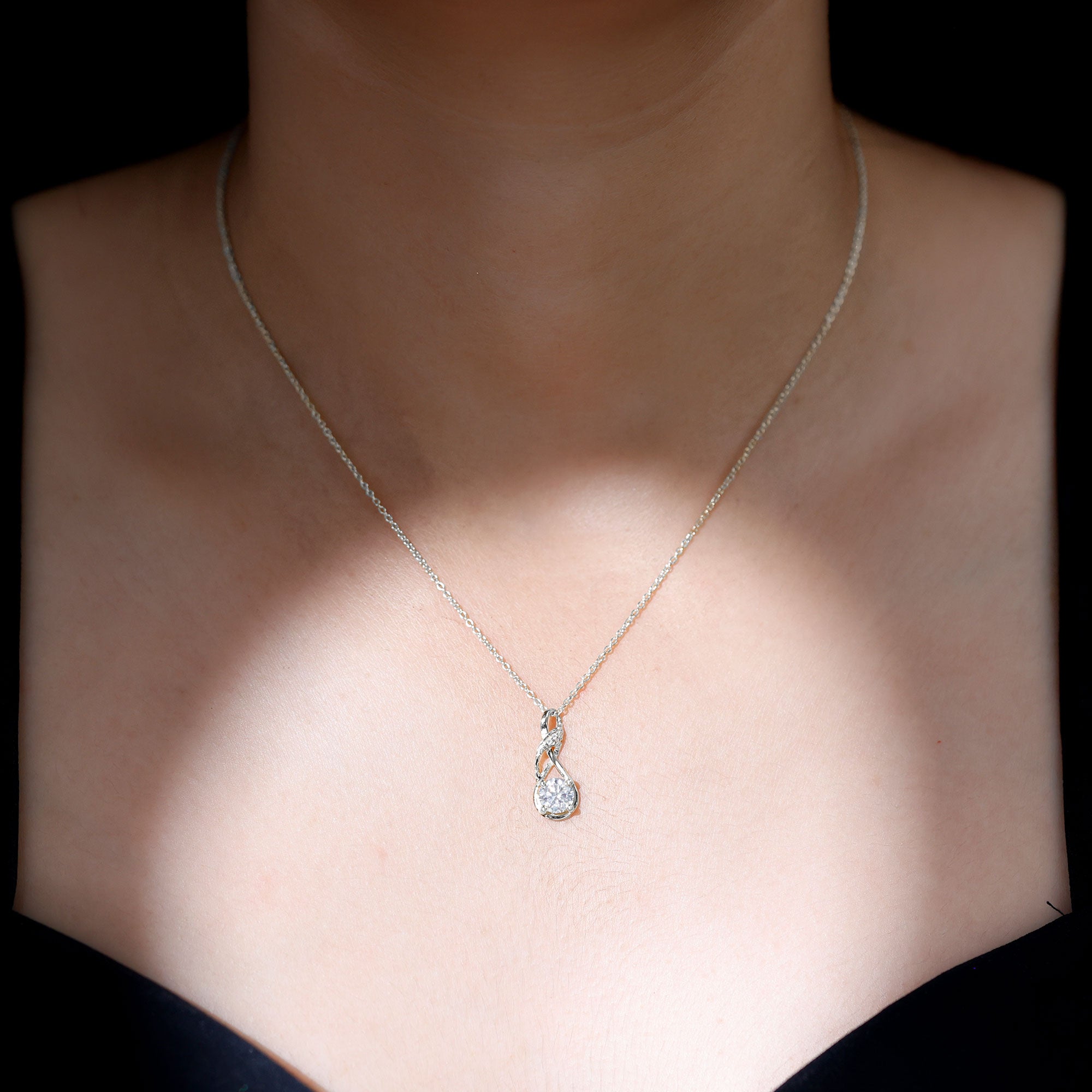 Certified Lab 6 MM Round Diamond Infinity Pendant Necklace