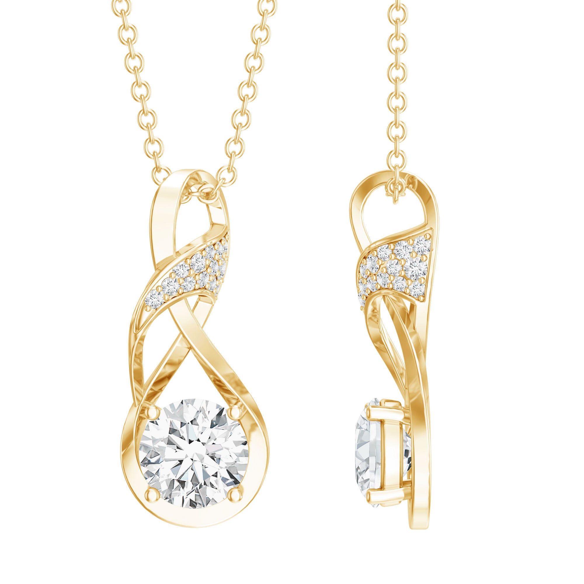 Certified Lab 6 MM Round Diamond Infinity Pendant Necklace