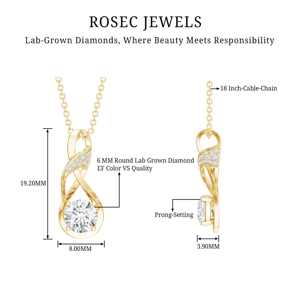 Certified Lab 6 MM Round Diamond Infinity Pendant Necklace