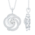 Lab Grown Diamond Prong Set Flower Pendant Necklace