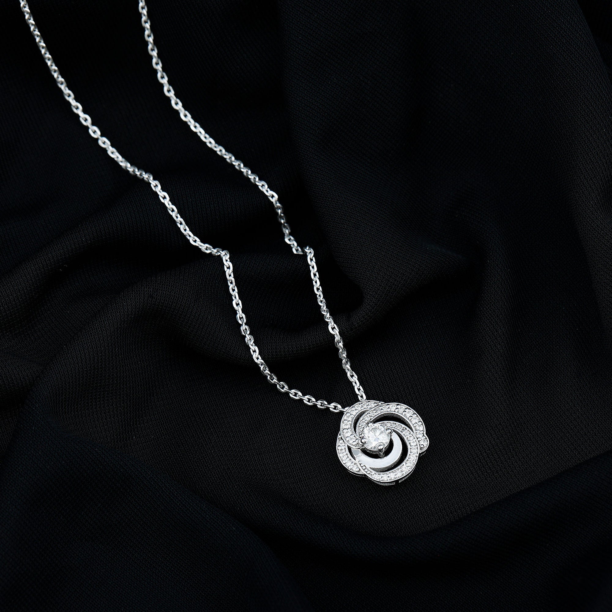 Lab Grown Diamond Prong Set Flower Pendant Necklace