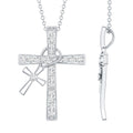 Pave Set Lab Grown Diamond Double Cross Charm Necklace