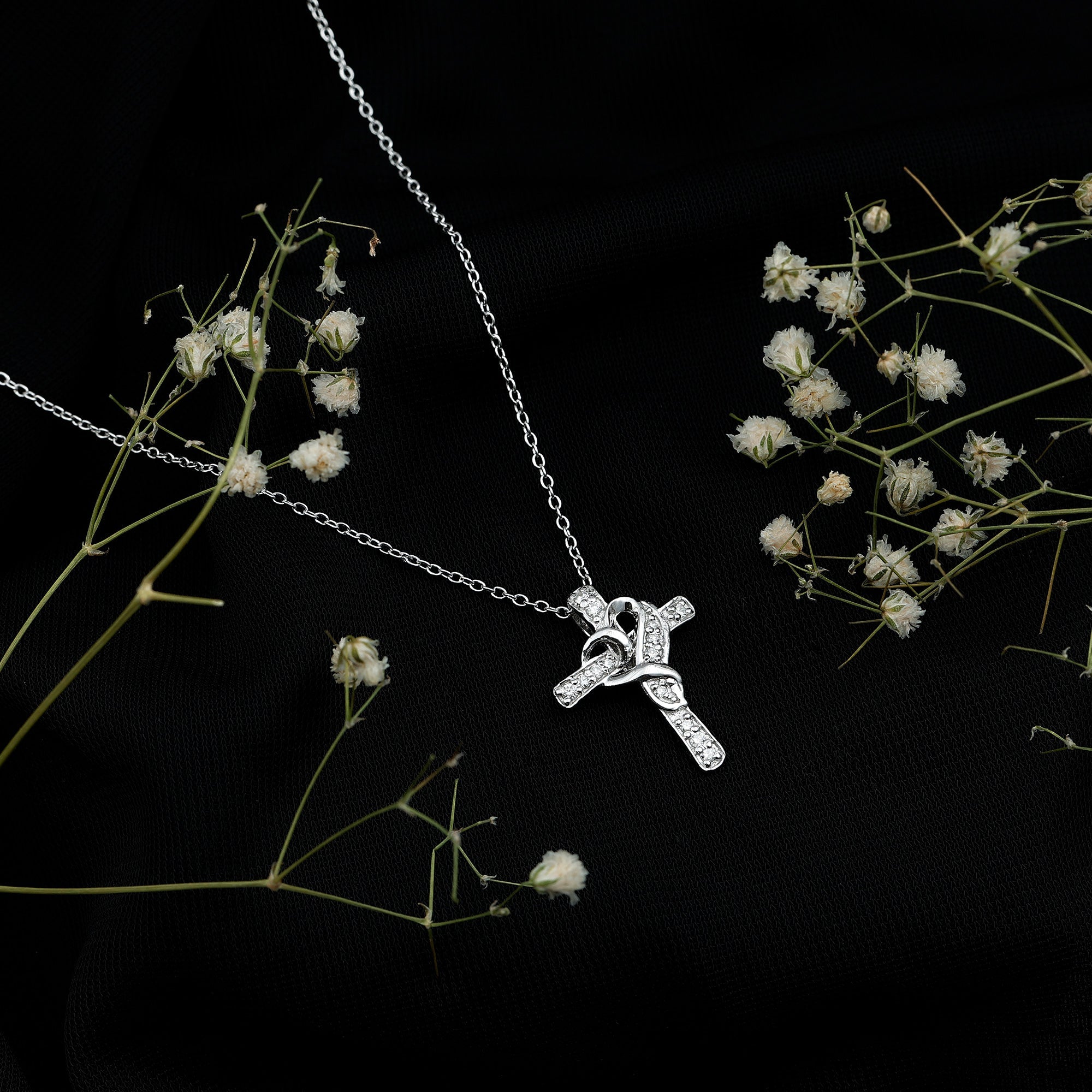 Certified Lab Grown Diamond Heart Cross Necklace