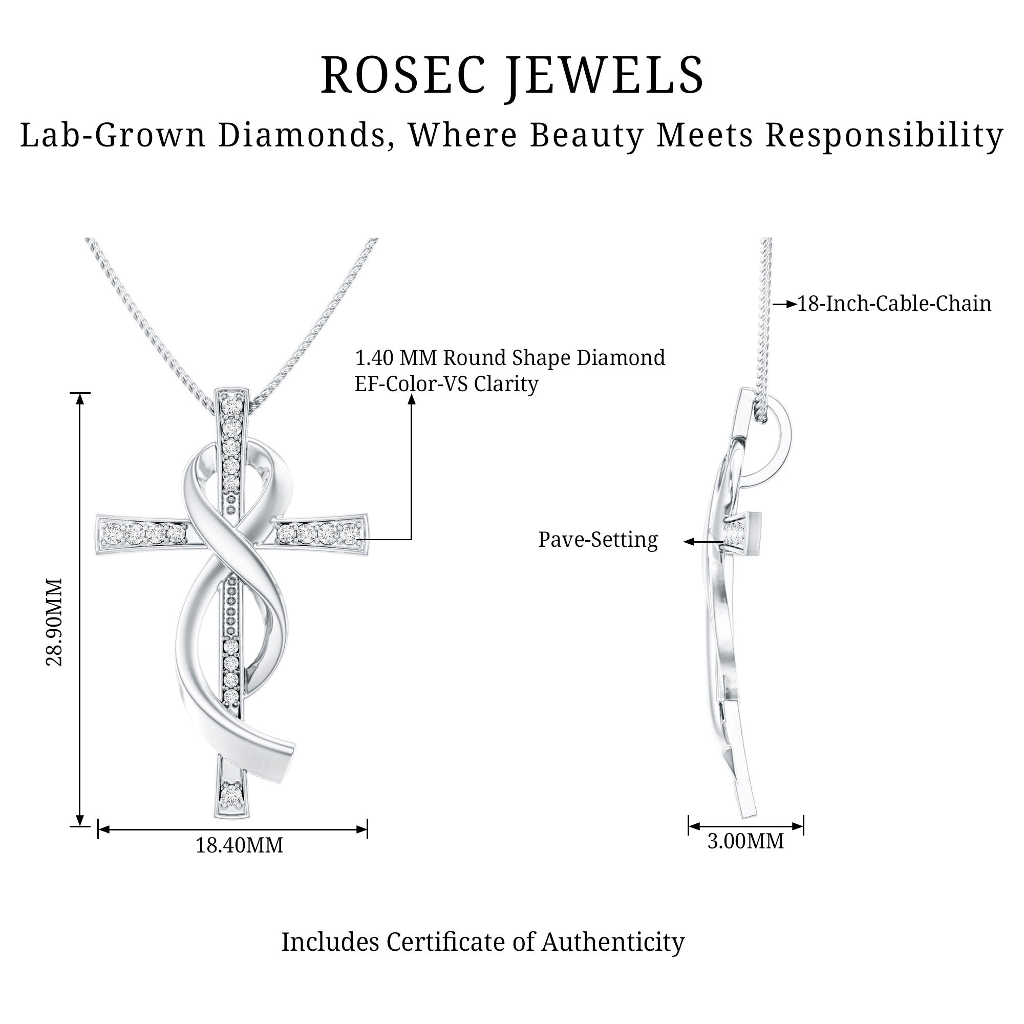 Certified Lab Grown Diamond Accent Cross Infinity Necklace