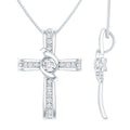 Bezel Set Lab Grown Diamond Cross Religious Necklace