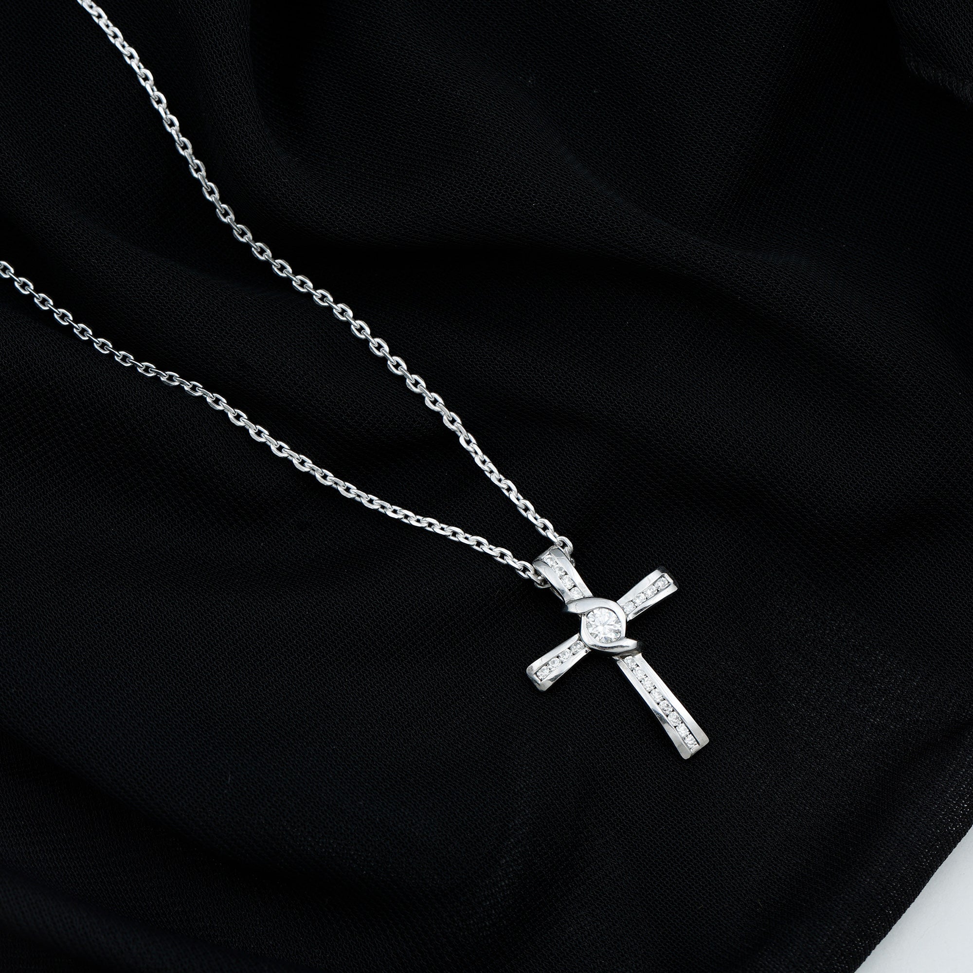 Bezel Set Lab Grown Diamond Cross Religious Necklace