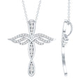 Certified Lab Grown Diamond Prong Set Cross Angel Necklace