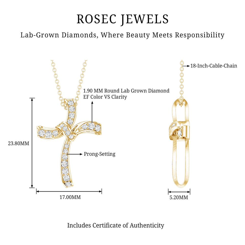 Certified Lab Grown Diamond Catholic Cross Pendant