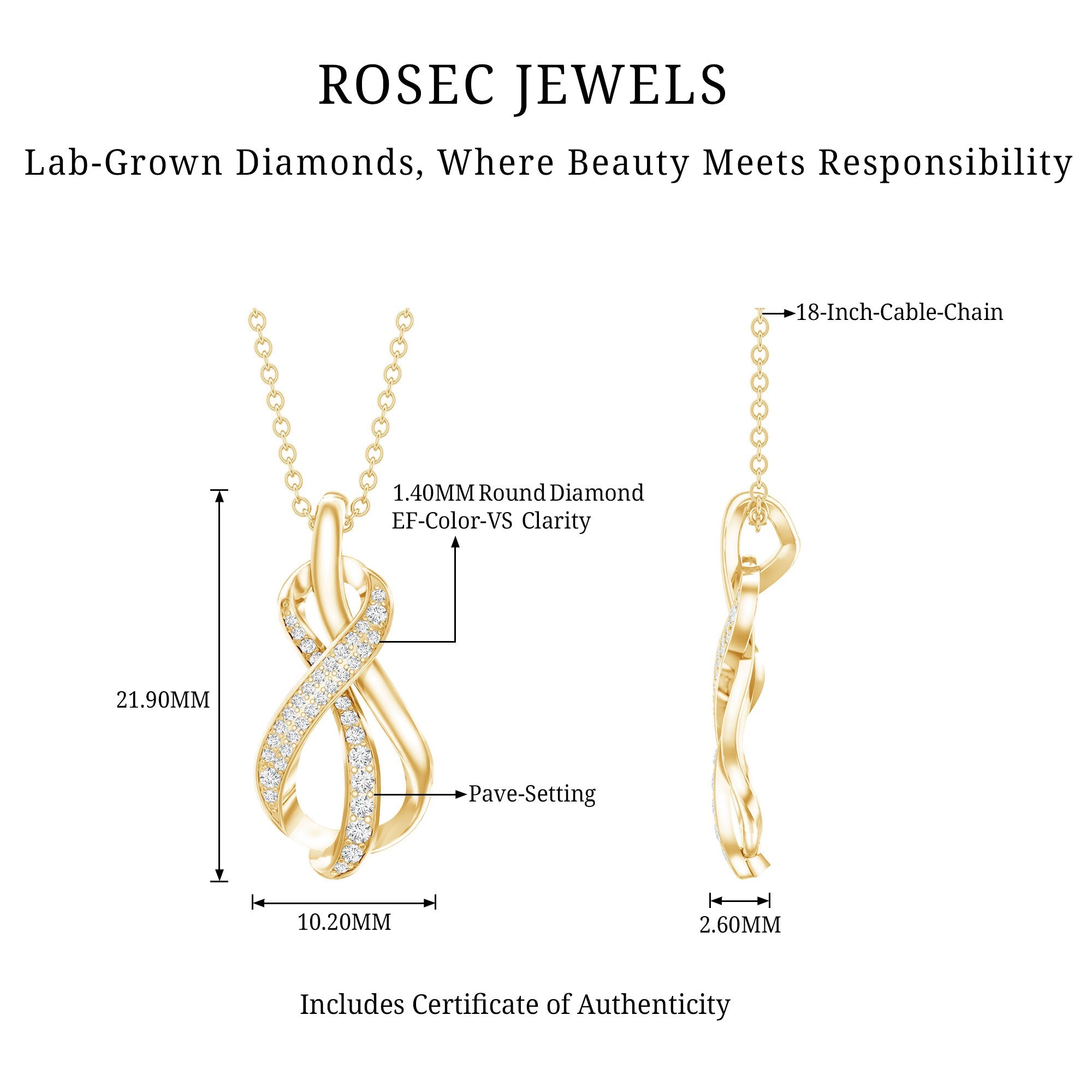 Certified Lab Grown Diamond Infinity Loop Necklace