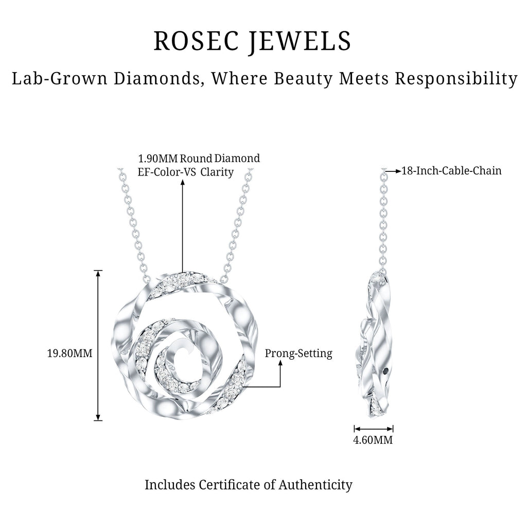 Lab Grown Diamond Pave Set Swirl Pendant Necklace