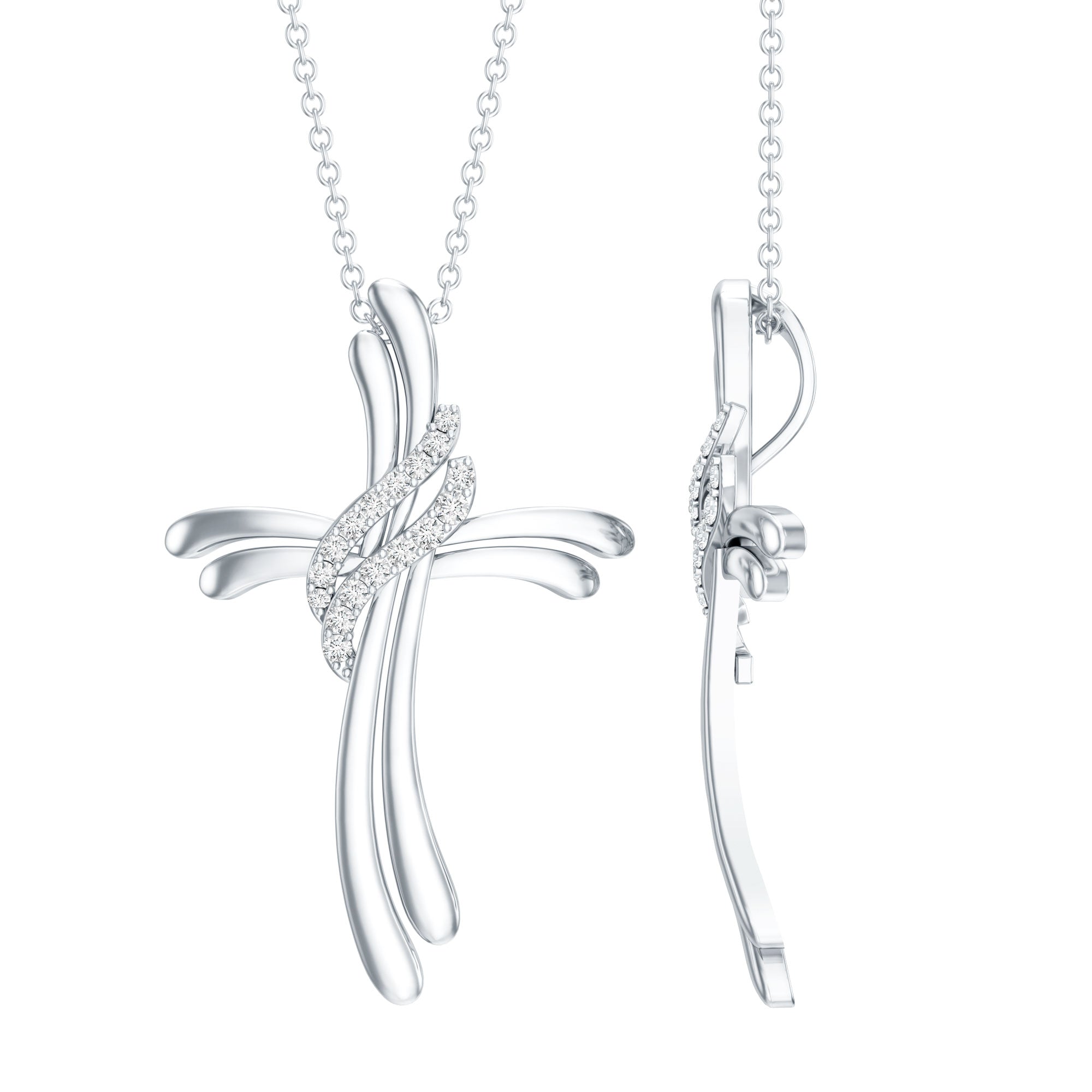Lab Grown Diamond Designer Catholic Cross Necklace