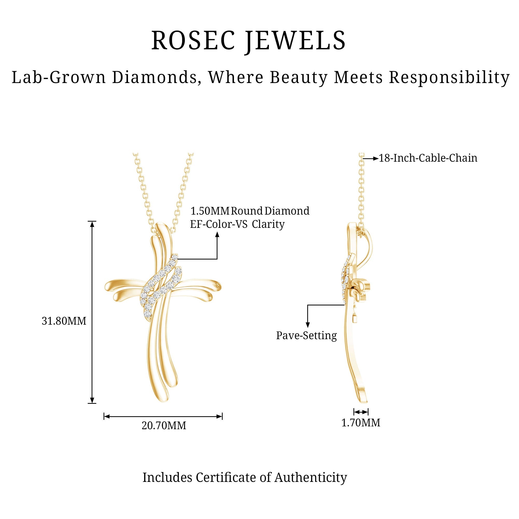 Lab Grown Diamond Designer Catholic Cross Necklace