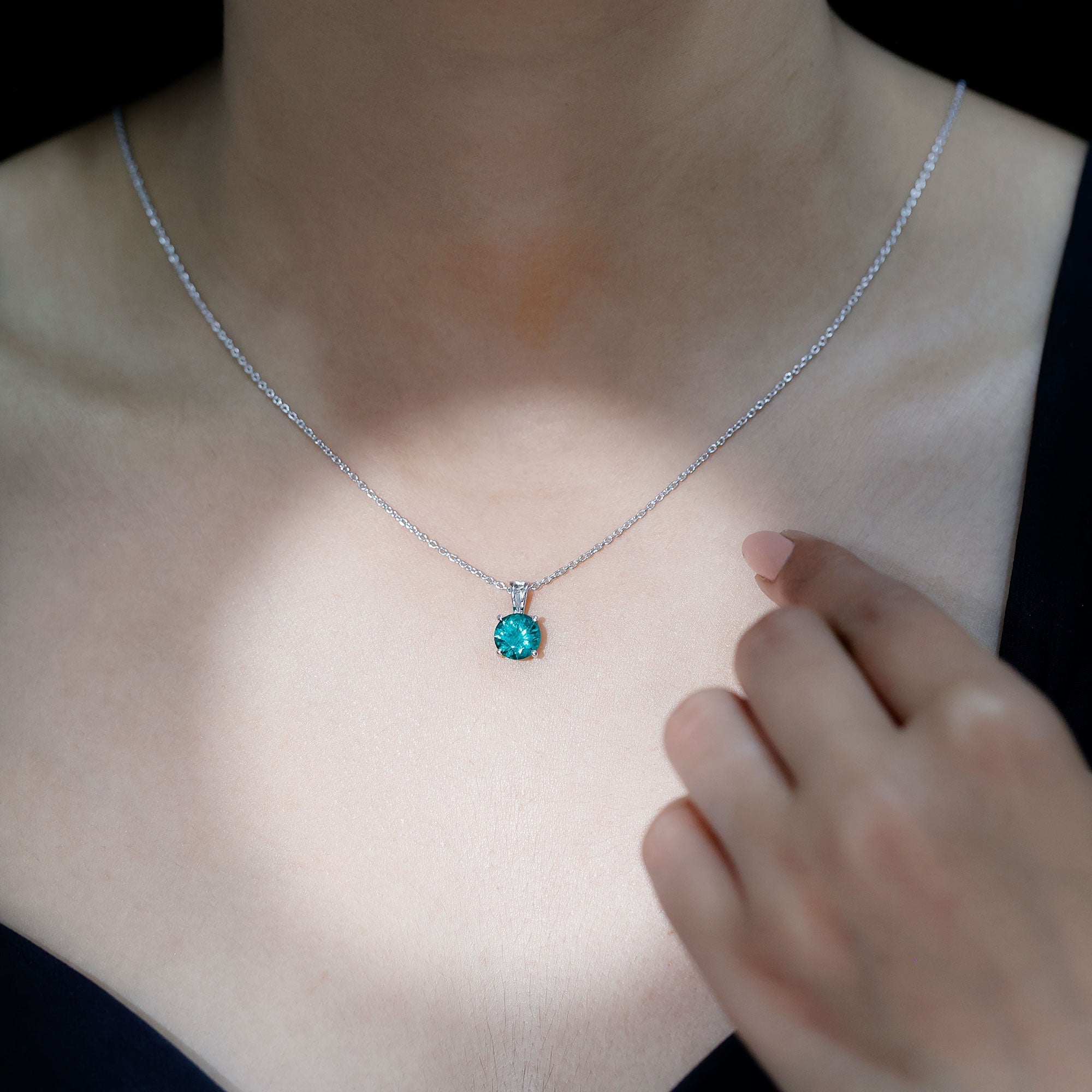 AAAA Quality 2 Carat Lab Grown Emerald Pendant Necklace with Chain