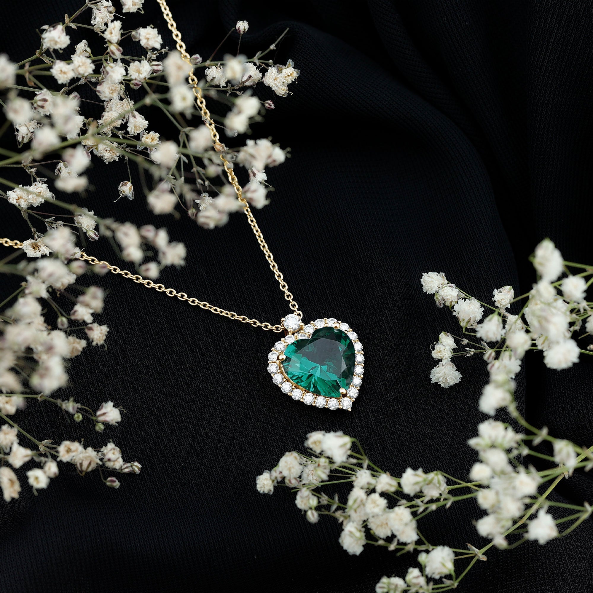 Lab Created 12 MM Emerald Moissanite Heart Pendant Necklace