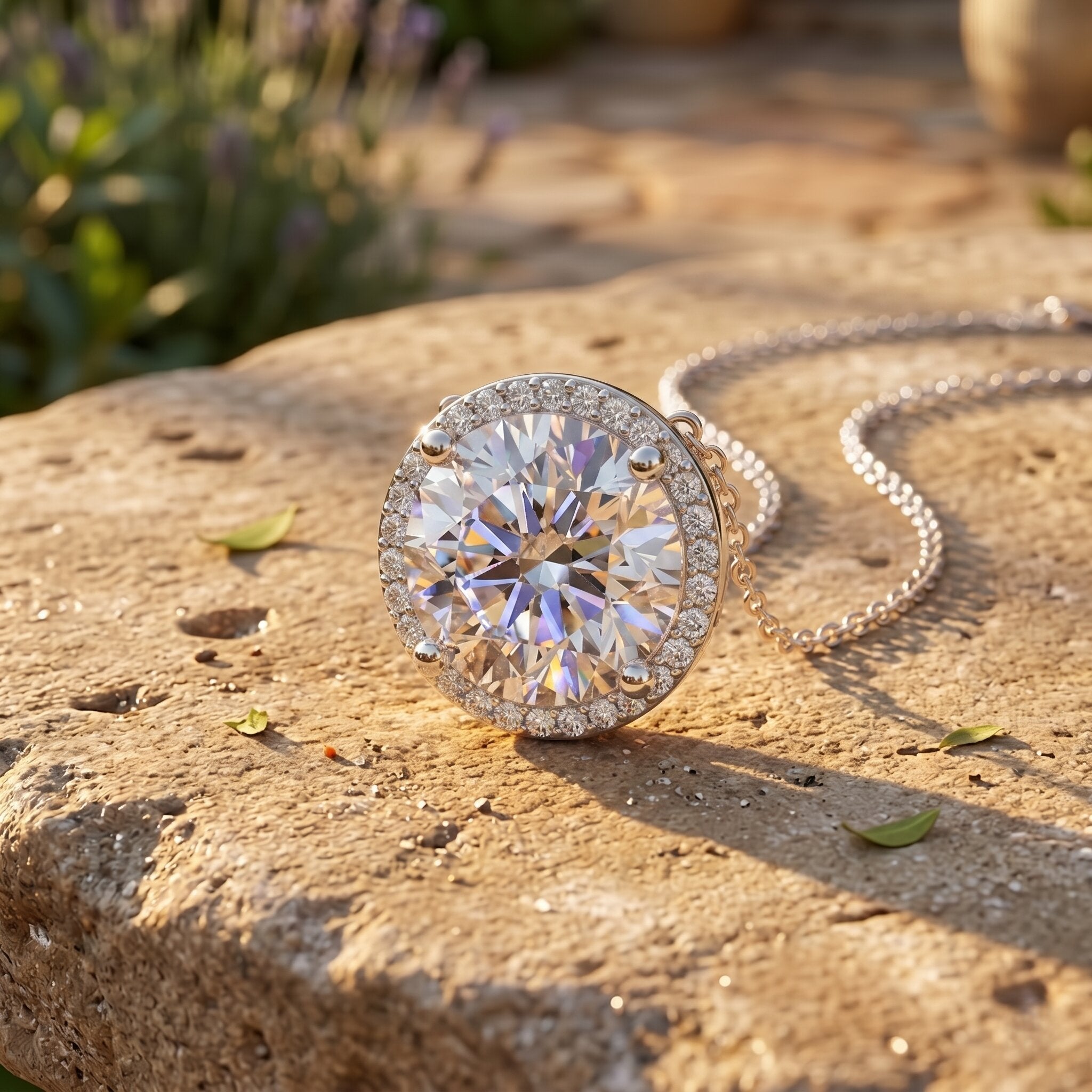 IGI Certified 4 Carat Round Lab Grown Diamond Statement Necklace