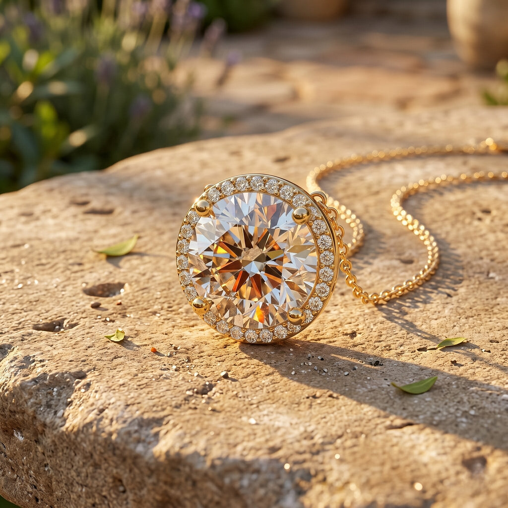 IGI Certified 4 Carat Round Lab Grown Diamond Statement Necklace