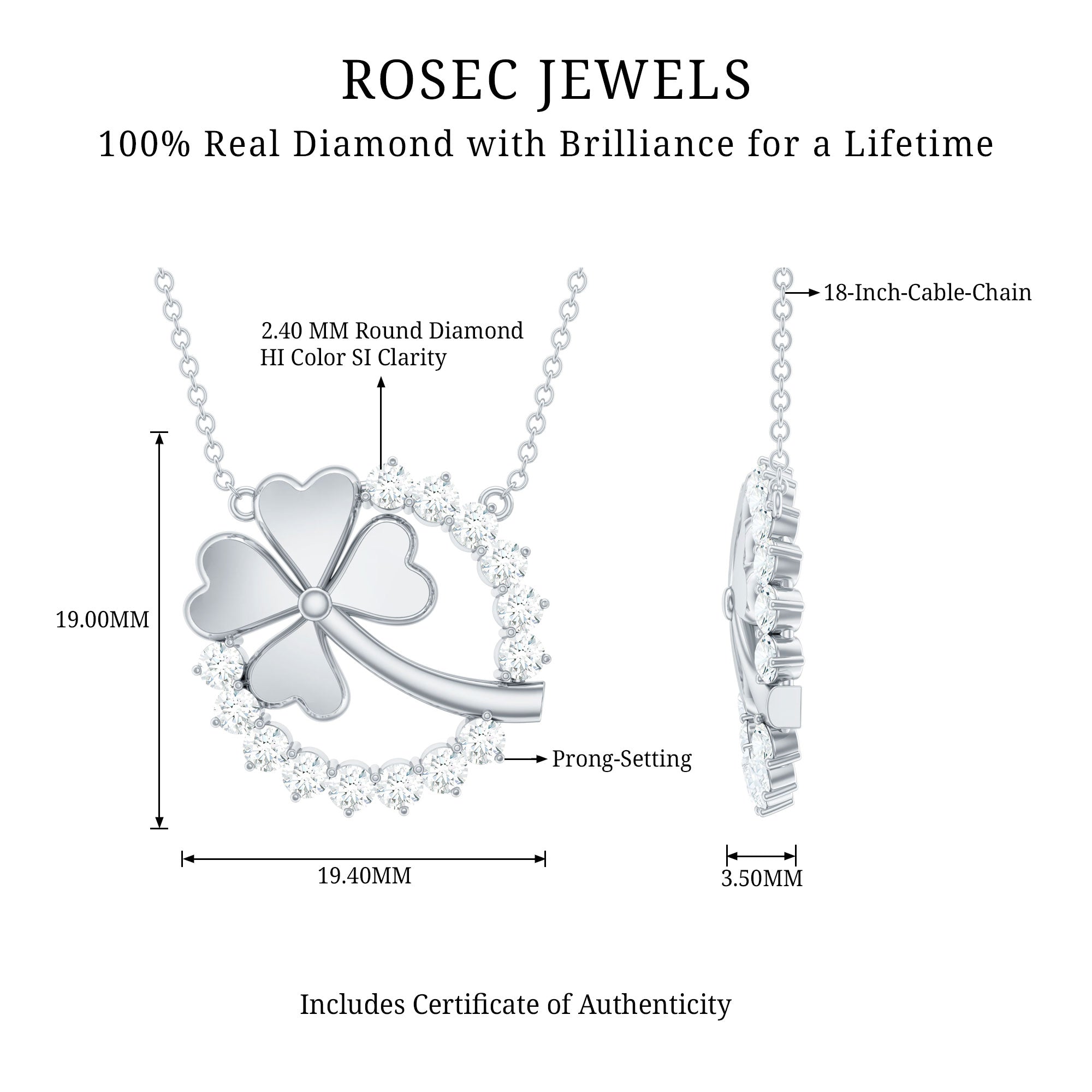 Certified Diamond Lucky 4 Leaf Necklace