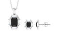 2 CT Art Deco Black Onyx and Moissanite Pendant Earrings Set
