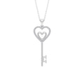Twin Heart Key Necklace with Cubic Zirconia