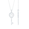 Certified Cubic Zirconia Key Pendant Necklace with Paw Motif