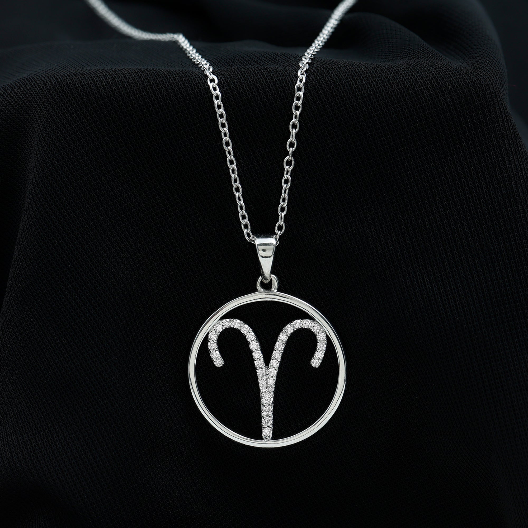 Certified Moissanite Aries Zodiac Sign Pendant Necklace