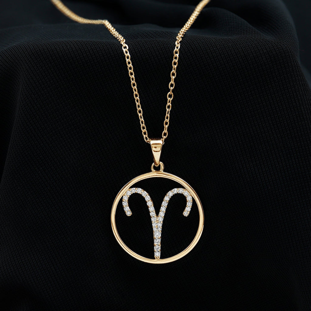 Certified Moissanite Aries Zodiac Sign Pendant Necklace