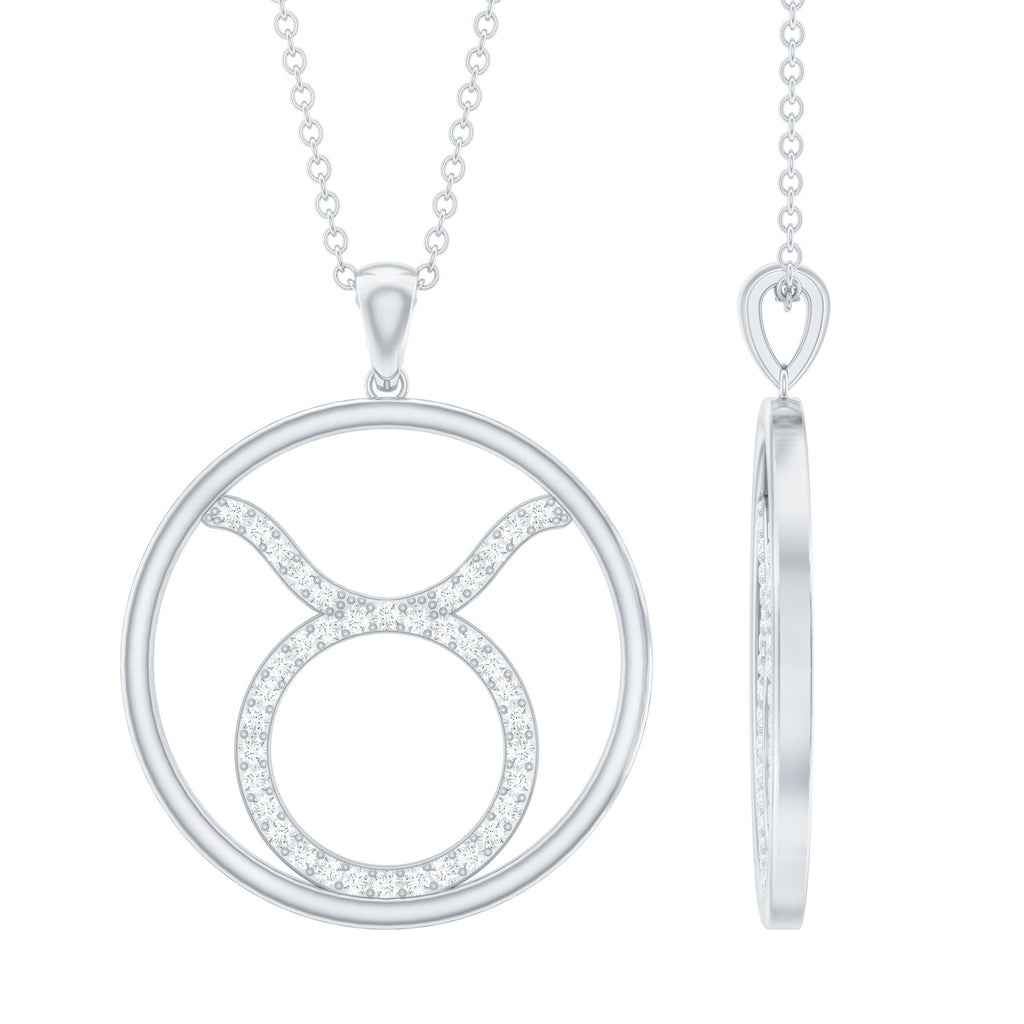 Certified Moissanite Taurus Zodiac Sign Pendant Necklace