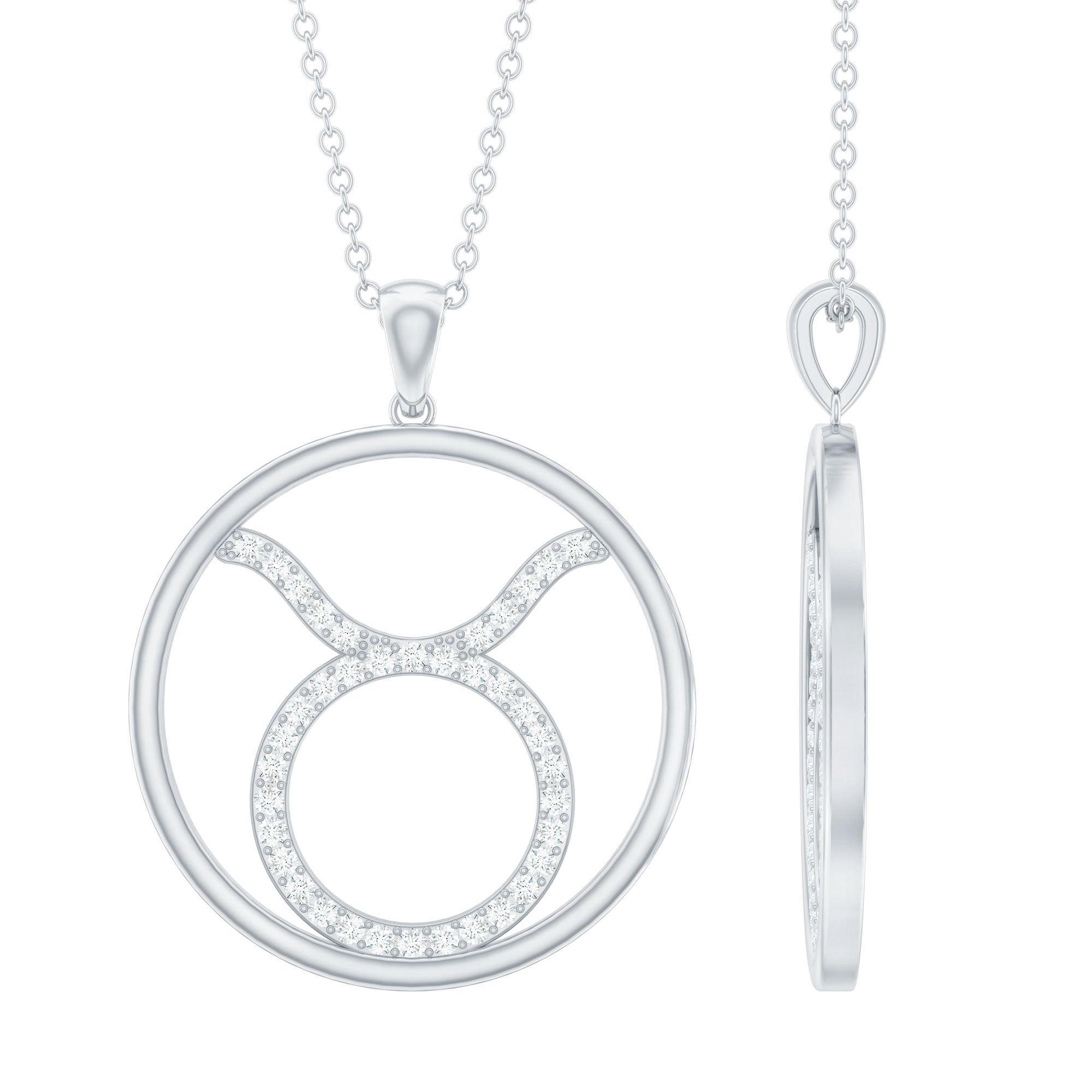 Certified Moissanite Taurus Zodiac Sign Pendant Necklace