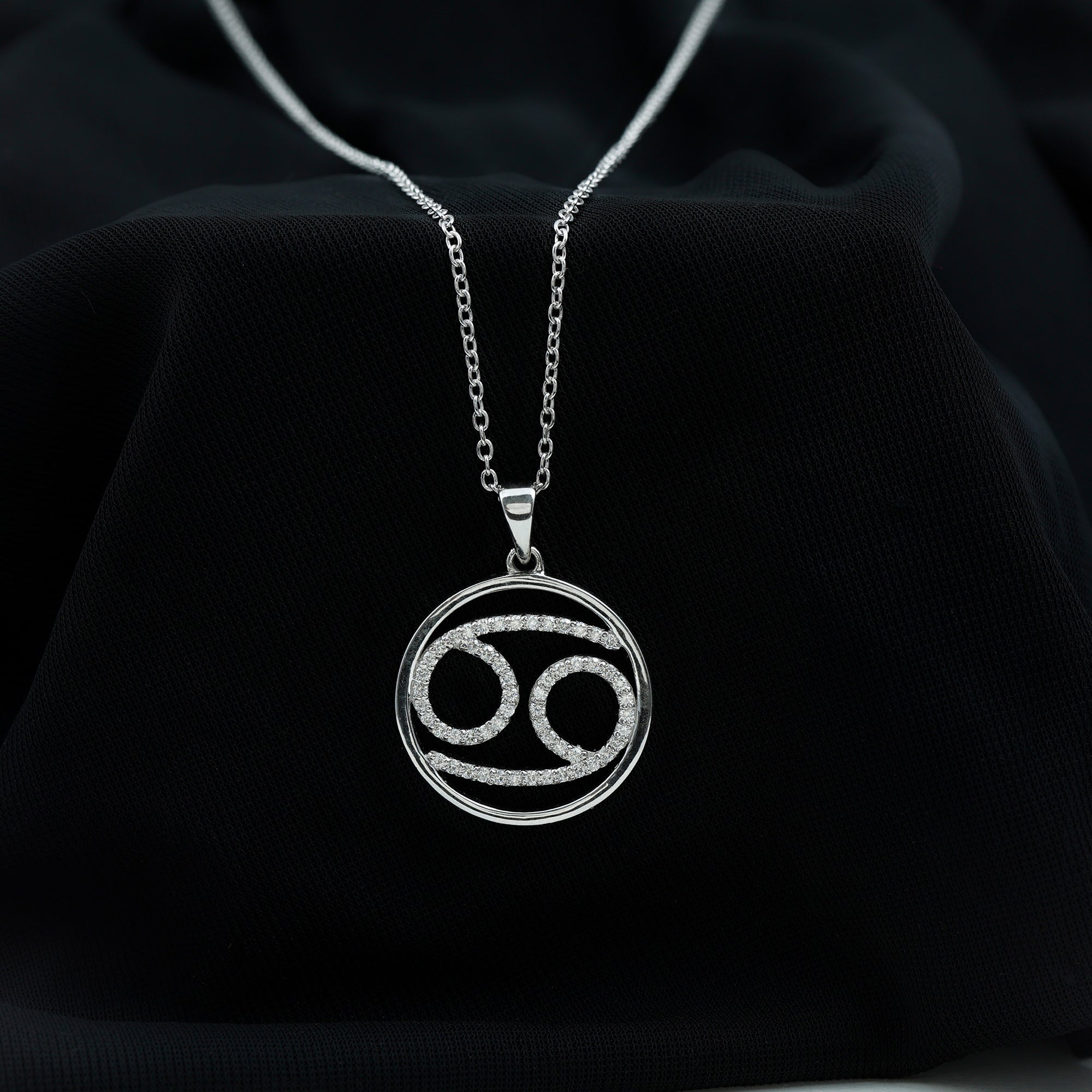 Certified Moissanite Cancer Zodiac Sign Necklace
