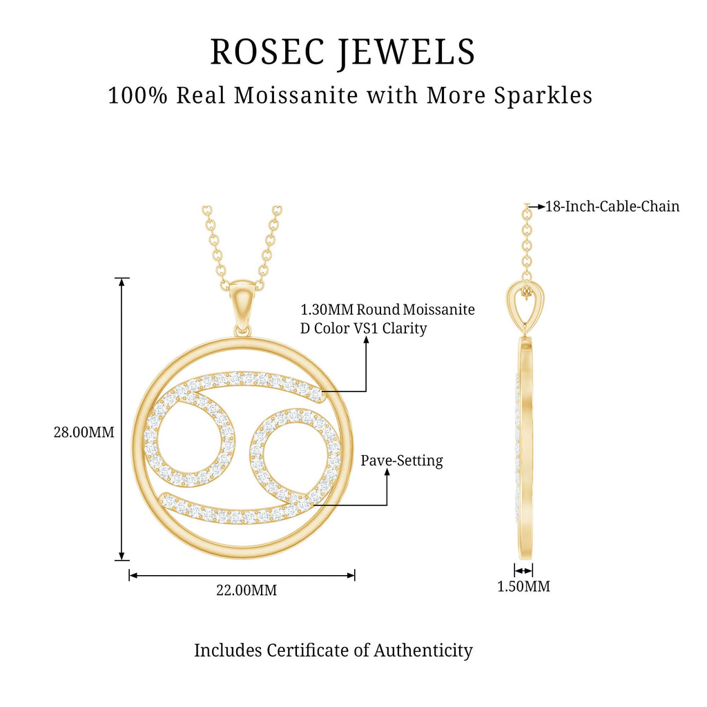 Certified Moissanite Cancer Zodiac Sign Necklace