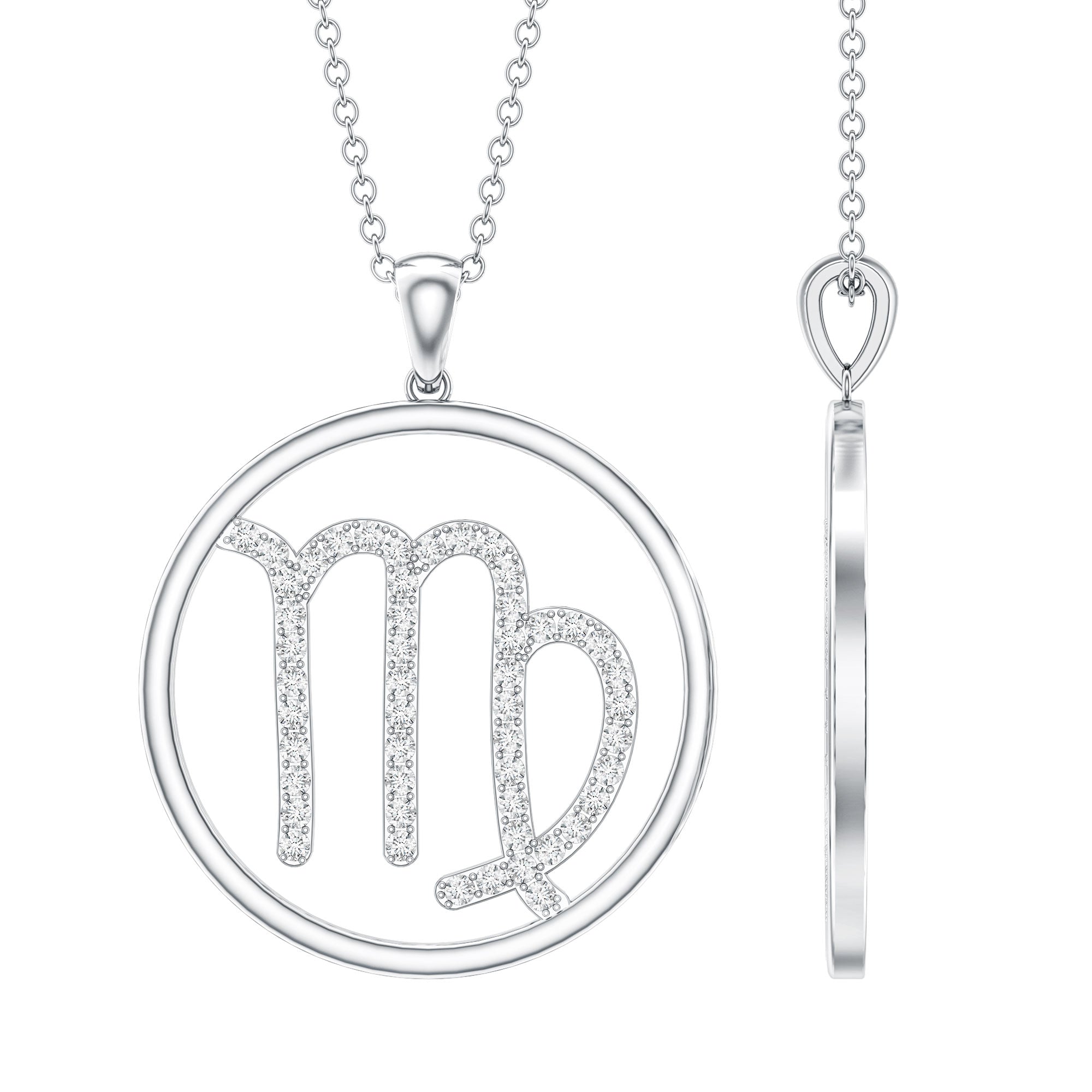 Certified Moissanite Virgo Zodiac Sign Pendant Necklace