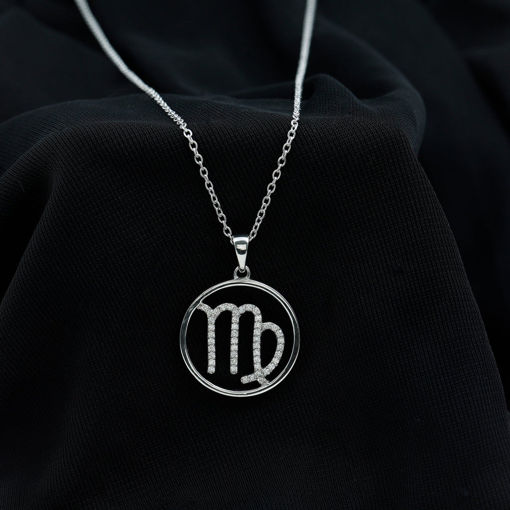 Certified Moissanite Virgo Zodiac Sign Pendant Necklace