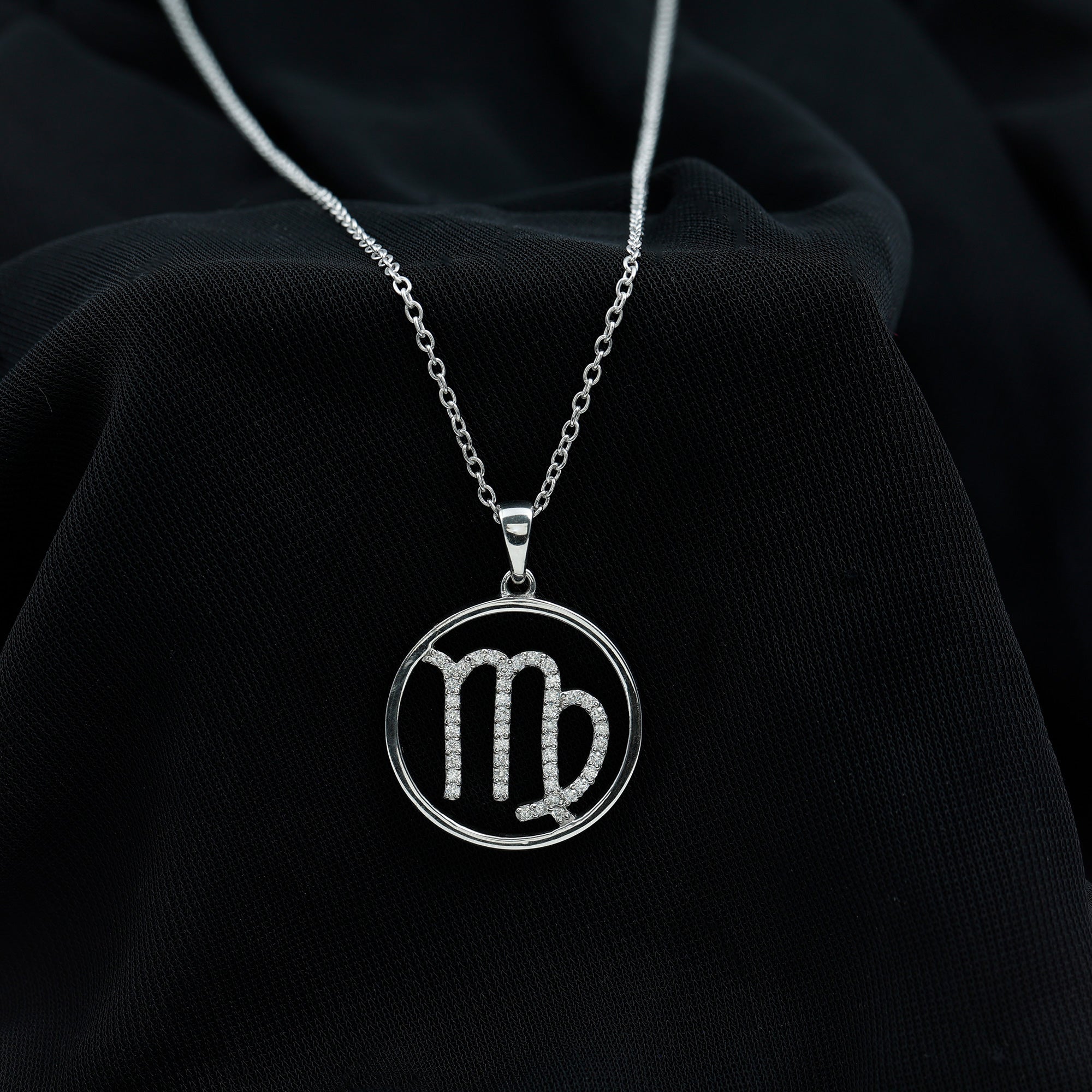 Certified Moissanite Virgo Zodiac Sign Pendant Necklace