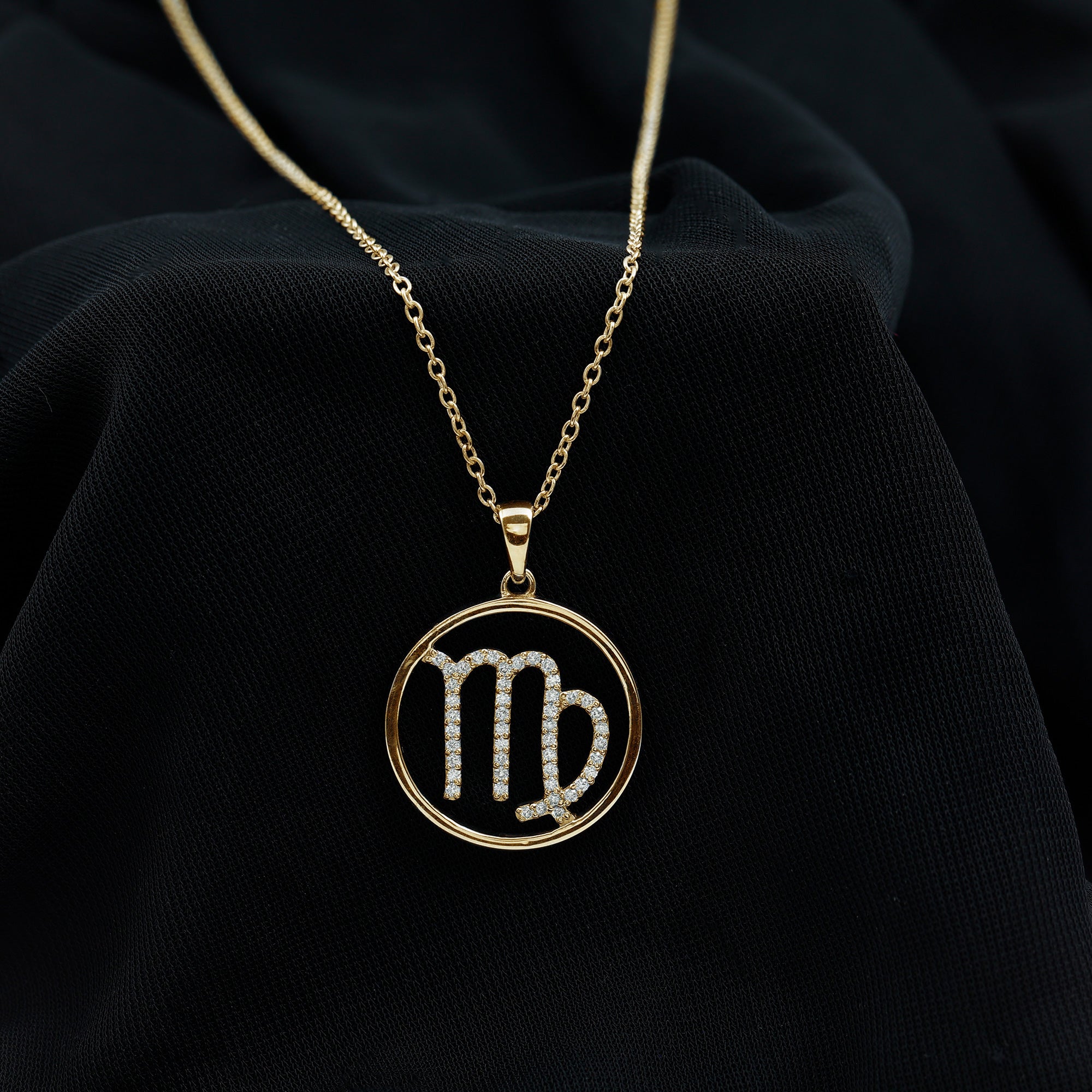 Certified Moissanite Virgo Zodiac Sign Pendant Necklace