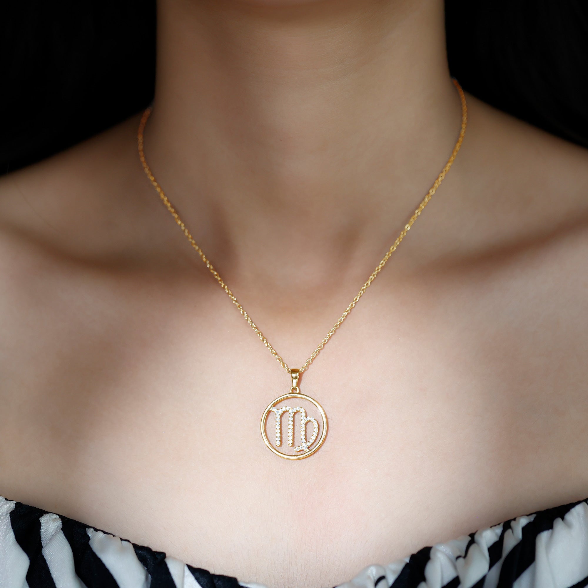 Certified Moissanite Virgo Zodiac Sign Pendant Necklace